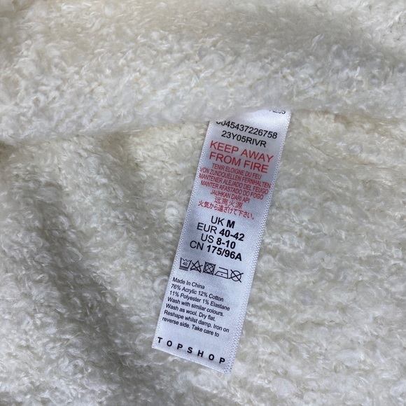 Topshop Cream Boucle Mock Neck Sweater Size 8-10 - Picture 3 of 7